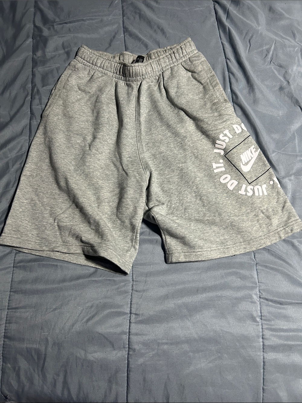 Nike Kids Grey Athletic Shorts with White Logo